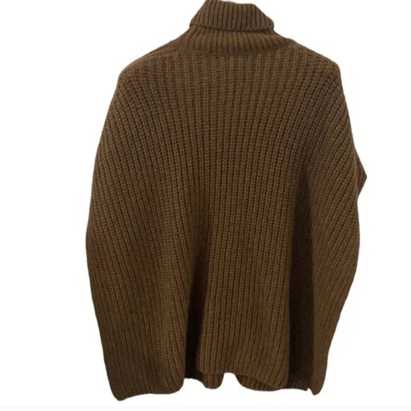 Closed Baby Alpaca Blend Chunky Knit Poncho | Tawny Brown | XS - Picture 5 of 8